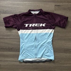 Trek Cycling Jersey in Burgundy and Light Blue